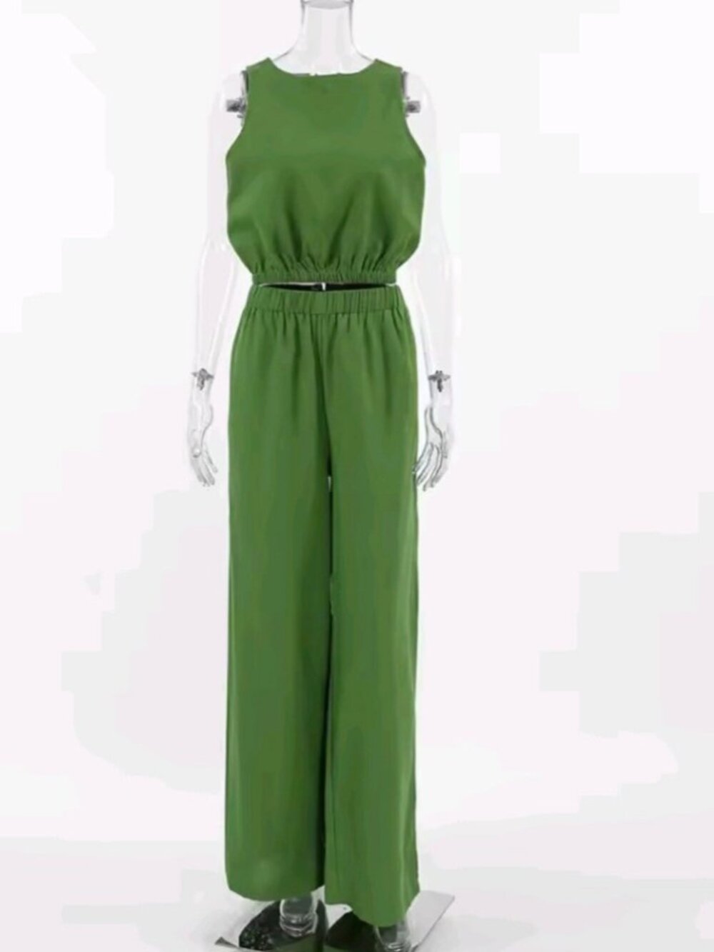 Casual Women's Vest and Slit Pants Two-Piece Set Cotton and Linen Solid Color Pa - Picture 3 of 5
